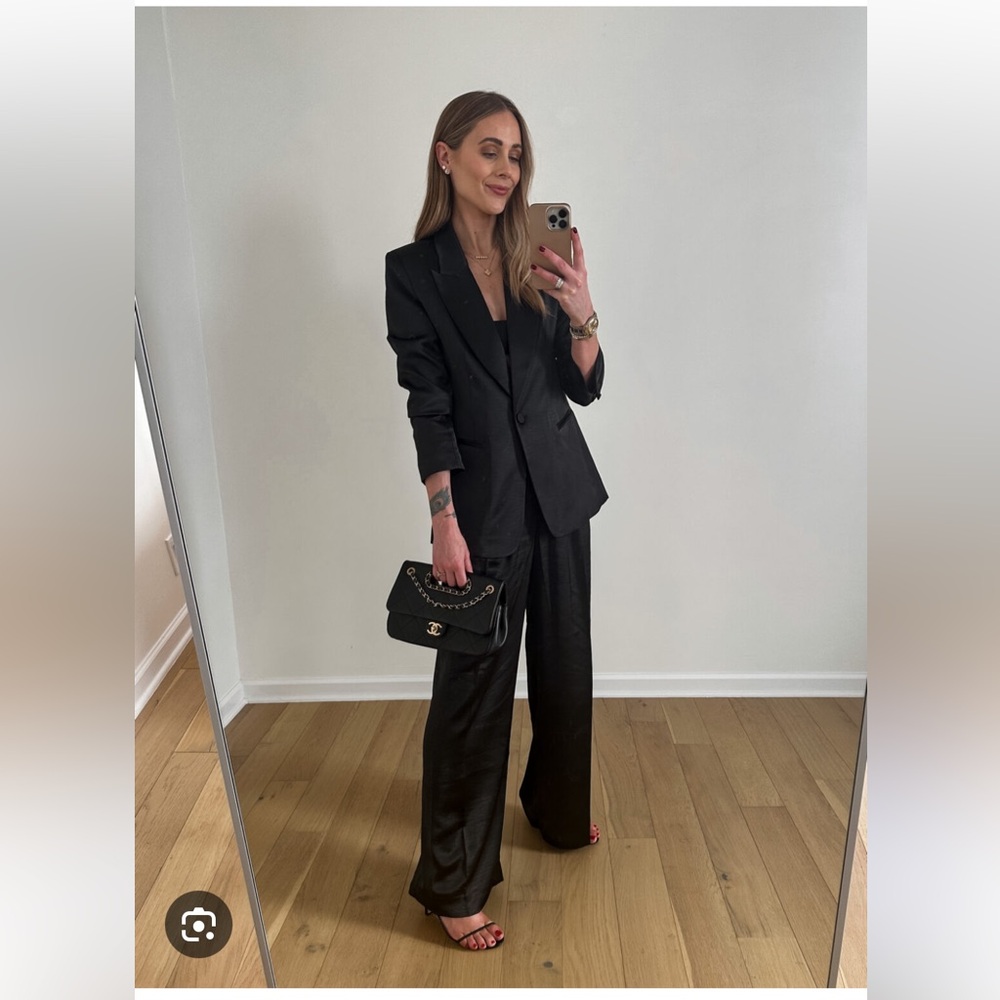 Satin Blazer / Wide Leg Trouser Set